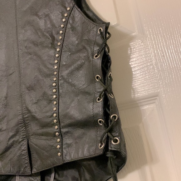 Studded Leather Biker Vest - Picture 5 of 8